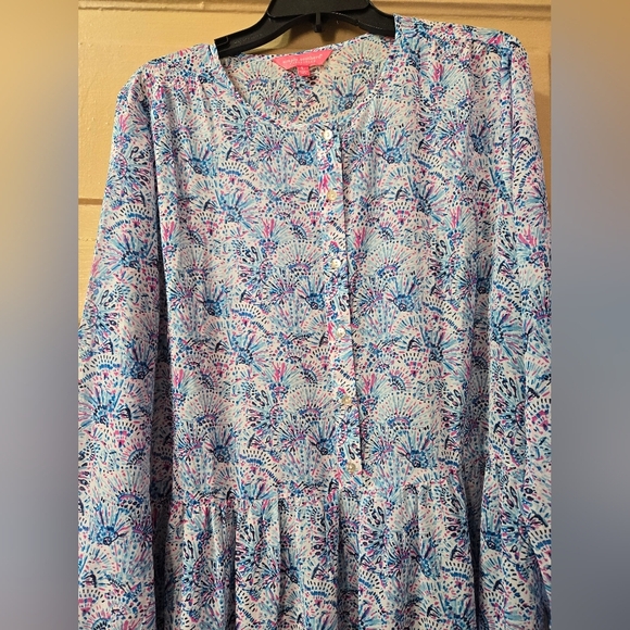 Simply Southern Confetti Semi Sheer Midi Long Sleeve Dress NWT - Picture 10 of 11